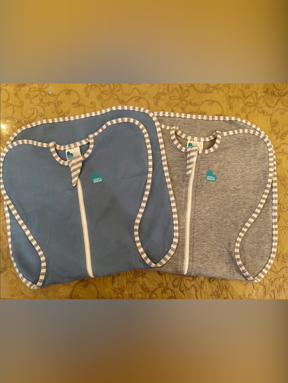Love to dream Blue and Gray Two-Pack Swaddle Sleep Sacks Small 8-13lbs
